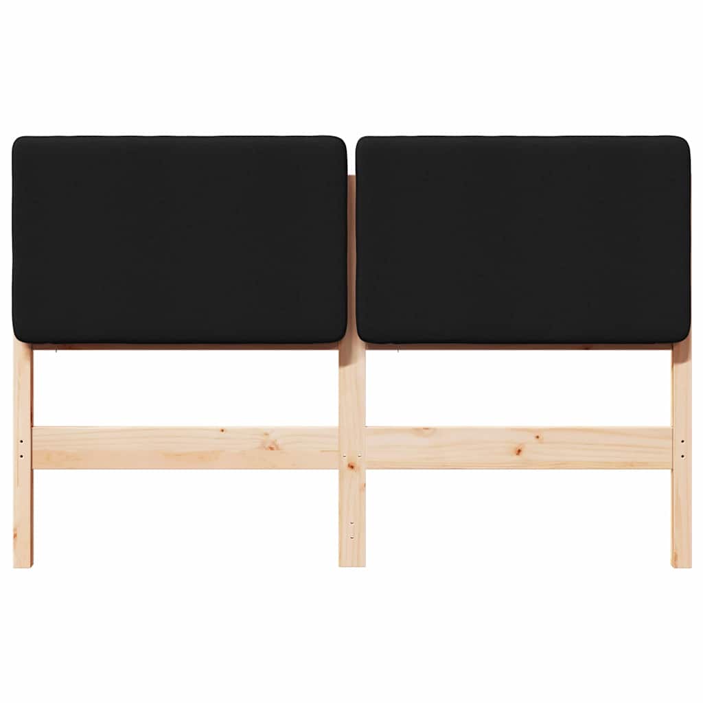 Polstret sengegavl Brun og sort 160 cm Massiv fyrretræ