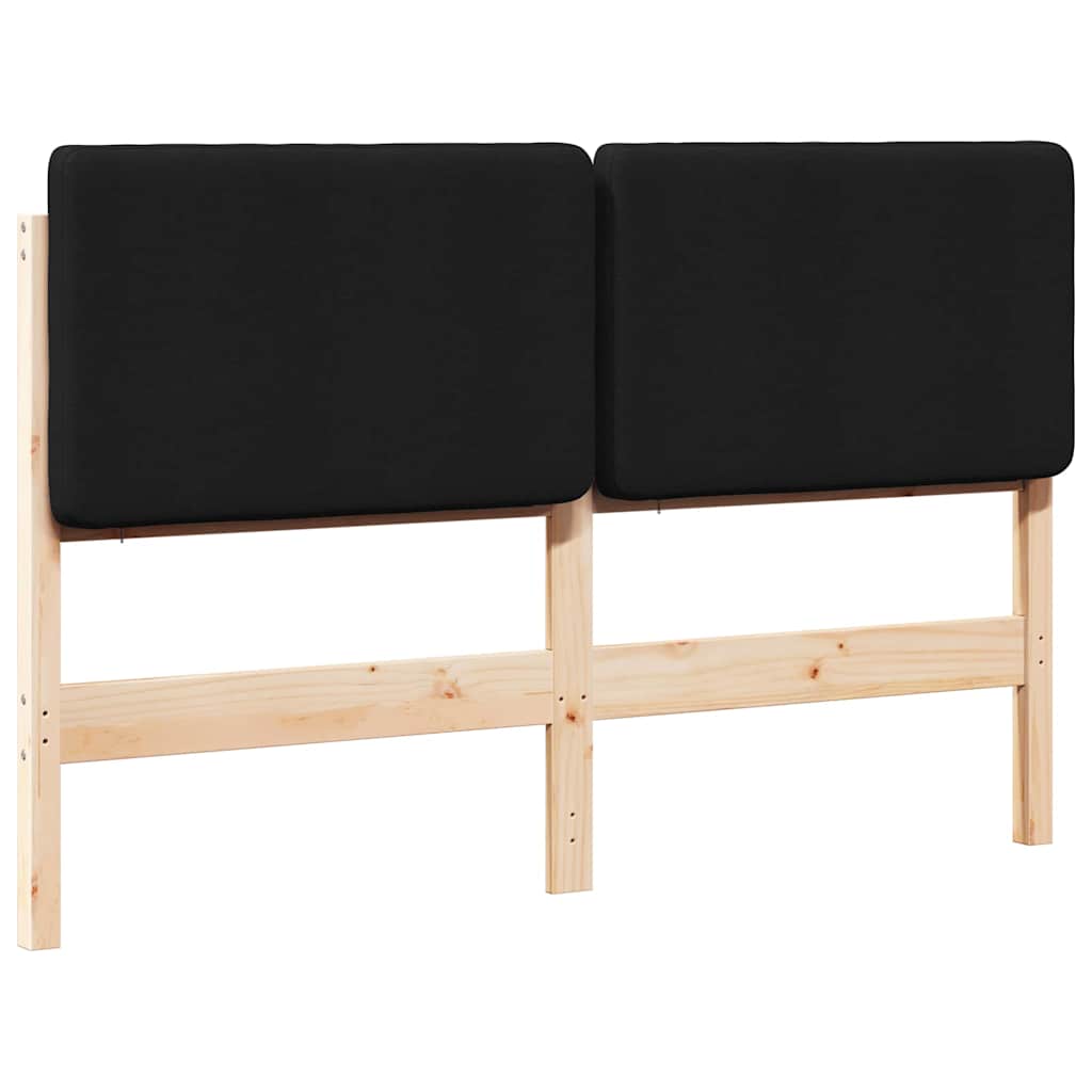 Polstret sengegavl Brun og sort 150 cm Massiv fyrretræ