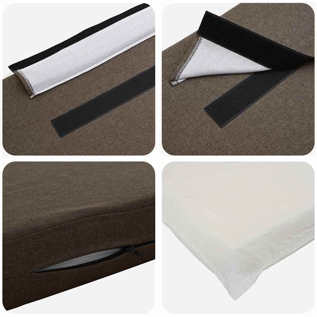 Polstret sengegavl Brun og Taupe 140 cm Massiv fyrretræ