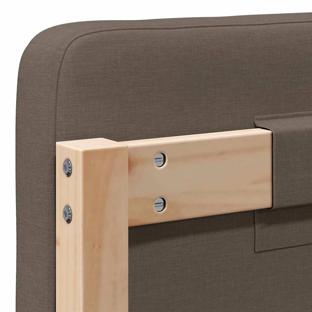 Polstret sengegavl Brun og Taupe 140 cm Massiv fyrretræ