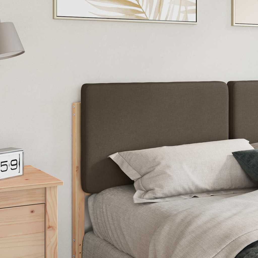 Polstret sengegavl Brun og Taupe 140 cm Massiv fyrretræ