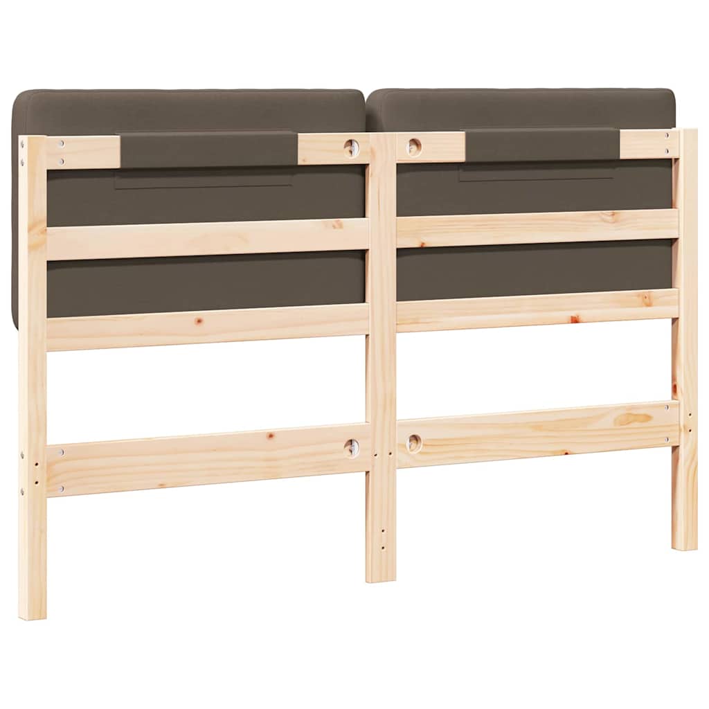 Polstret sengegavl Brun og Taupe 140 cm Massiv fyrretræ