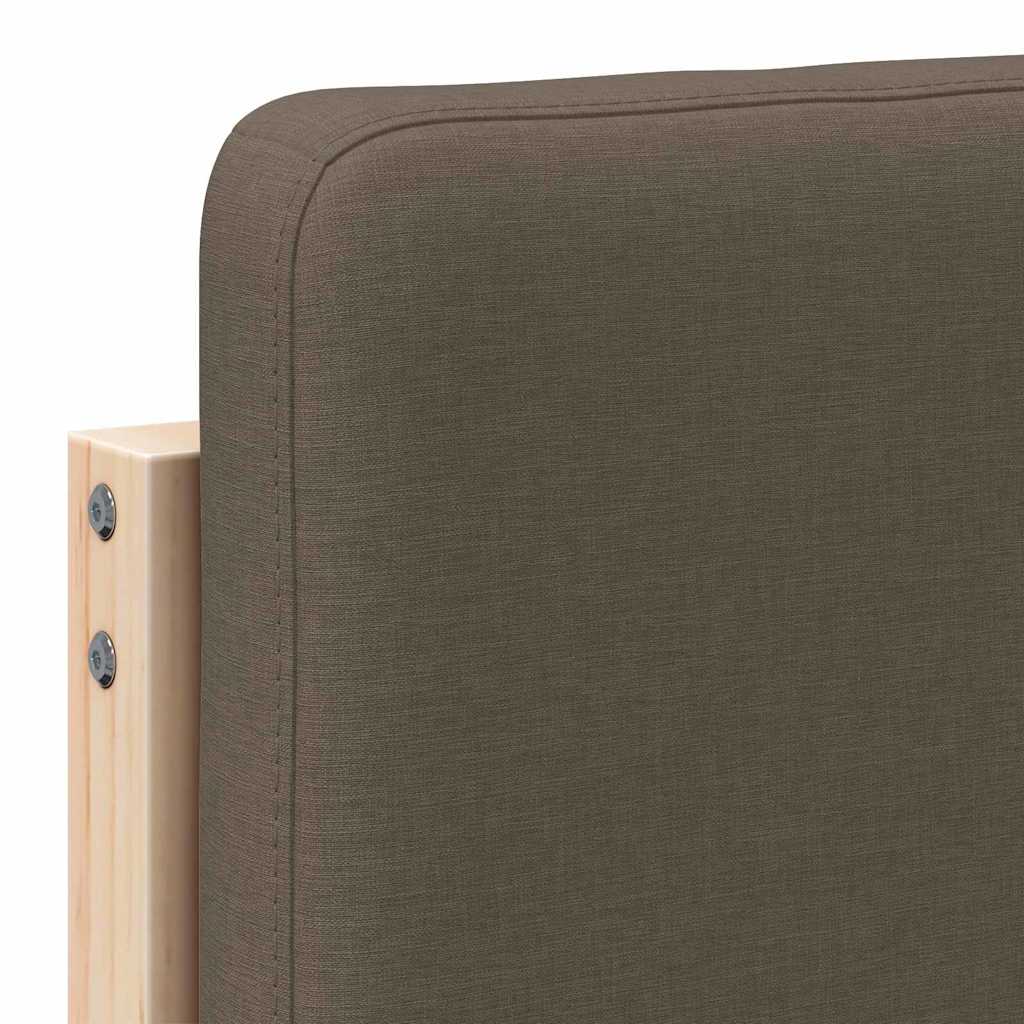 Polstret sengegavl Brun og Taupe 135 cm Massiv fyrretræ