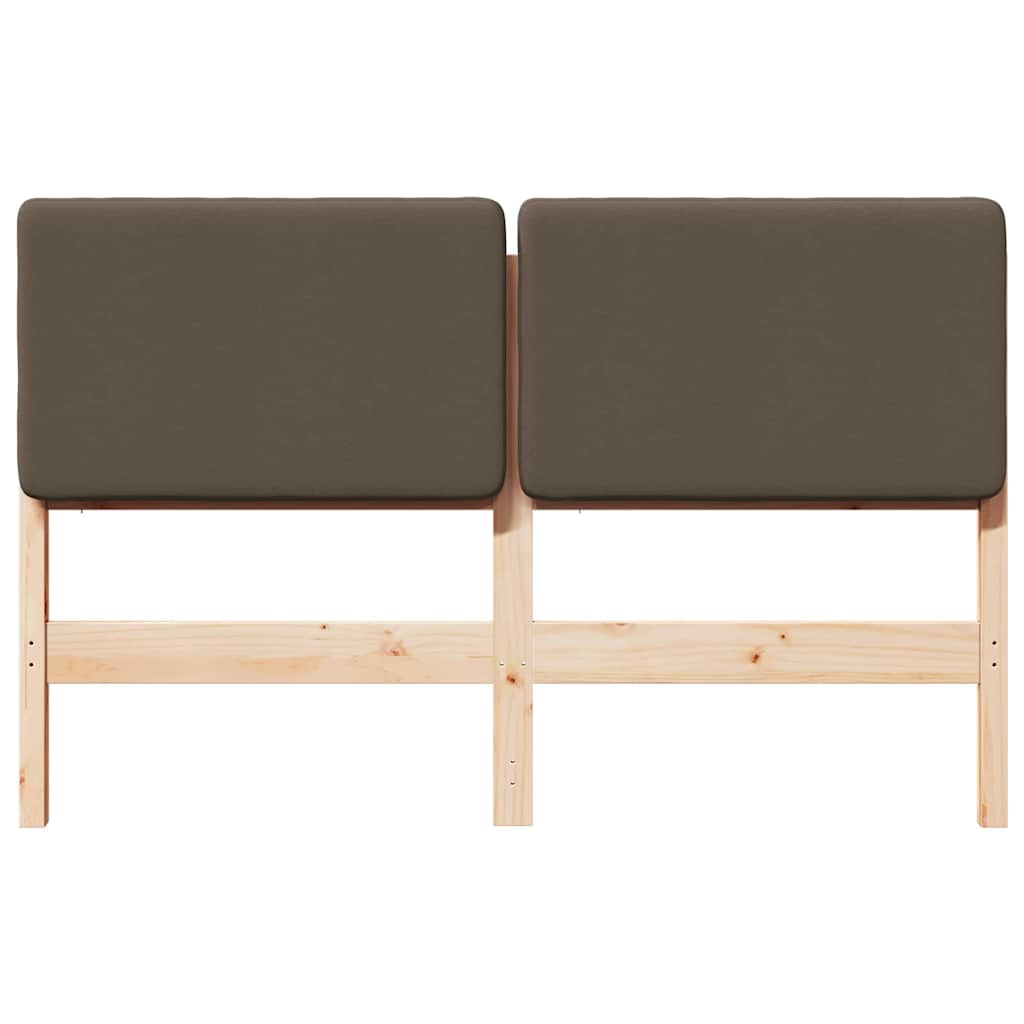 Polstret sengegavl Brun og Taupe 135 cm Massiv fyrretræ