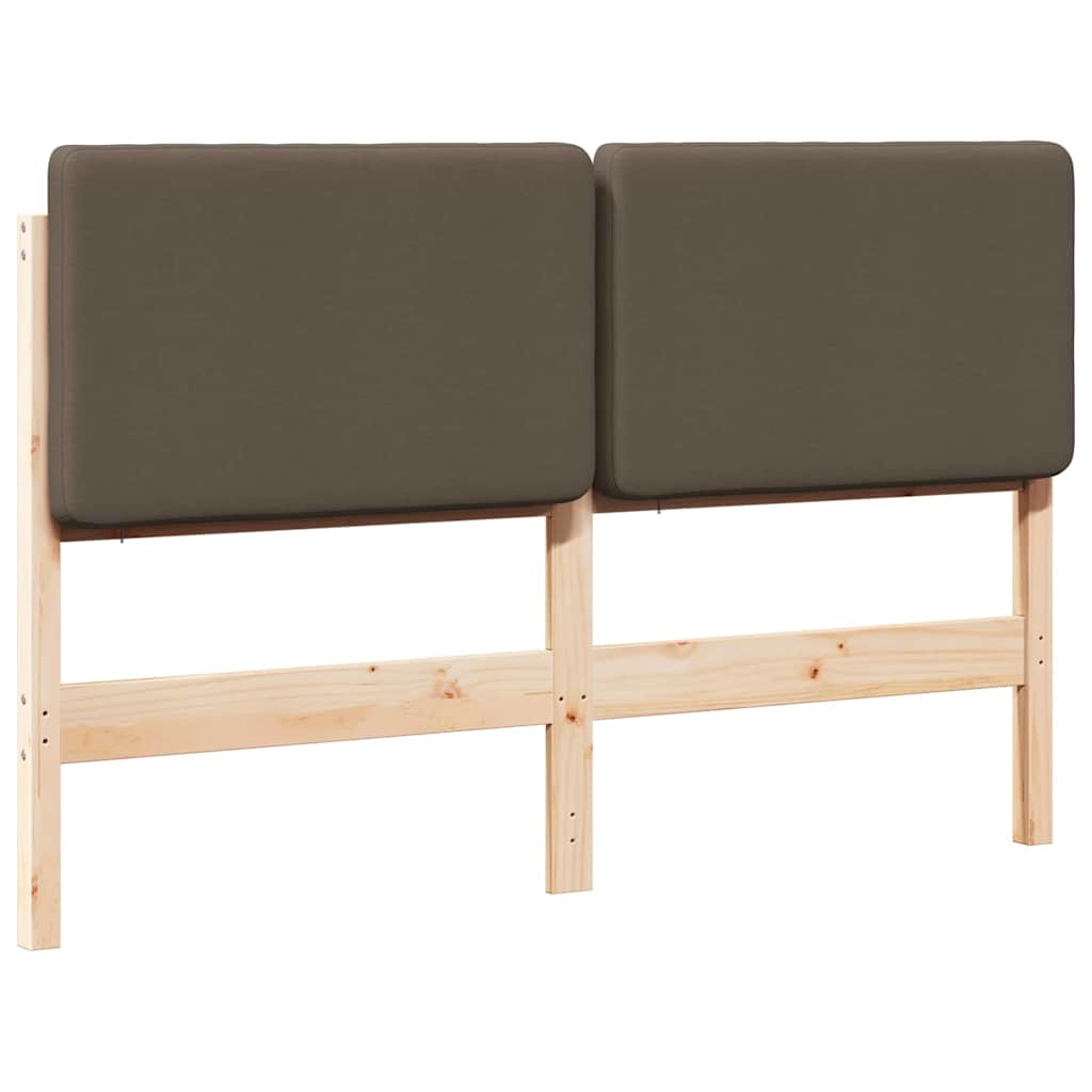 Polstret sengegavl Brun og Taupe 120 cm Massiv fyrretræ