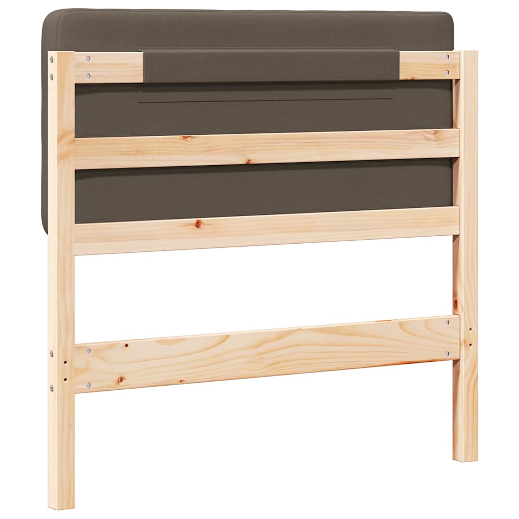 Polstret sengegavl Brun og Taupe 100 cm Massiv fyrretræ