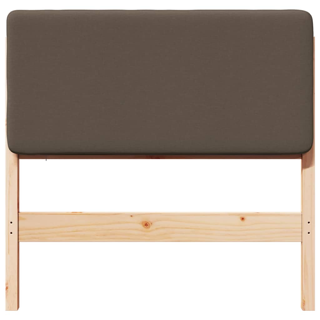 Polstret sengegavl Brun og Taupe 100 cm Massiv fyrretræ