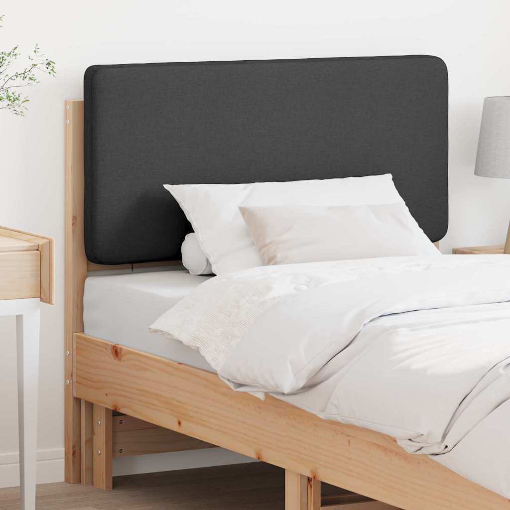 Polstret sengegavl Brun og mørkegrå 75 cm Massiv fyrretræ
