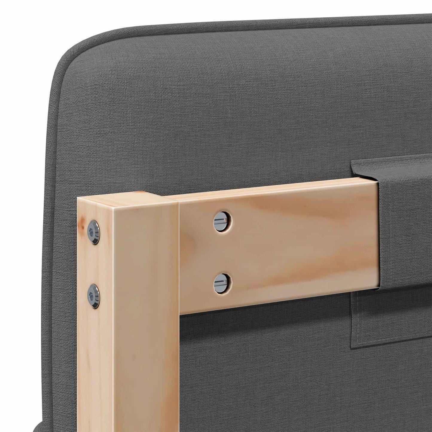 Polstret sengegavl Brun og Lys Grå 200 cm Massiv fyrretræ