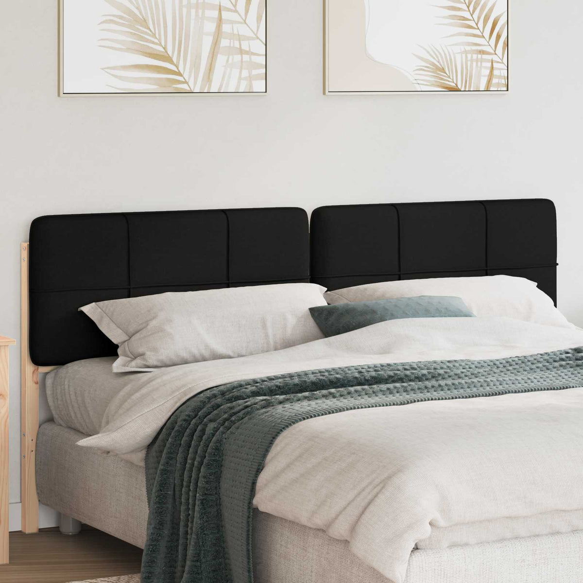 Polstret sengegavl Brun og sort 180 cm Massiv fyrretræ