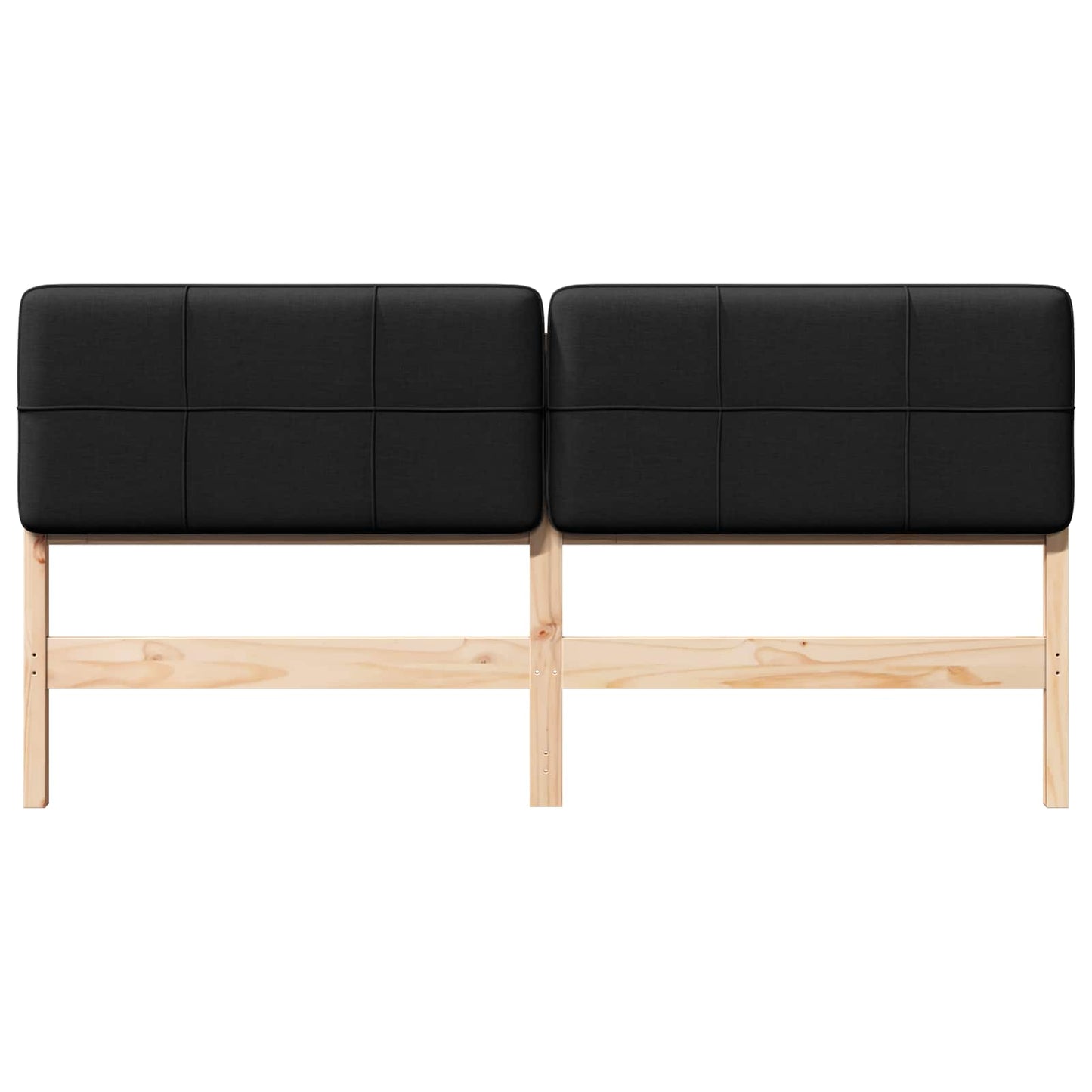 Polstret sengegavl Brun og sort 180 cm Massiv fyrretræ