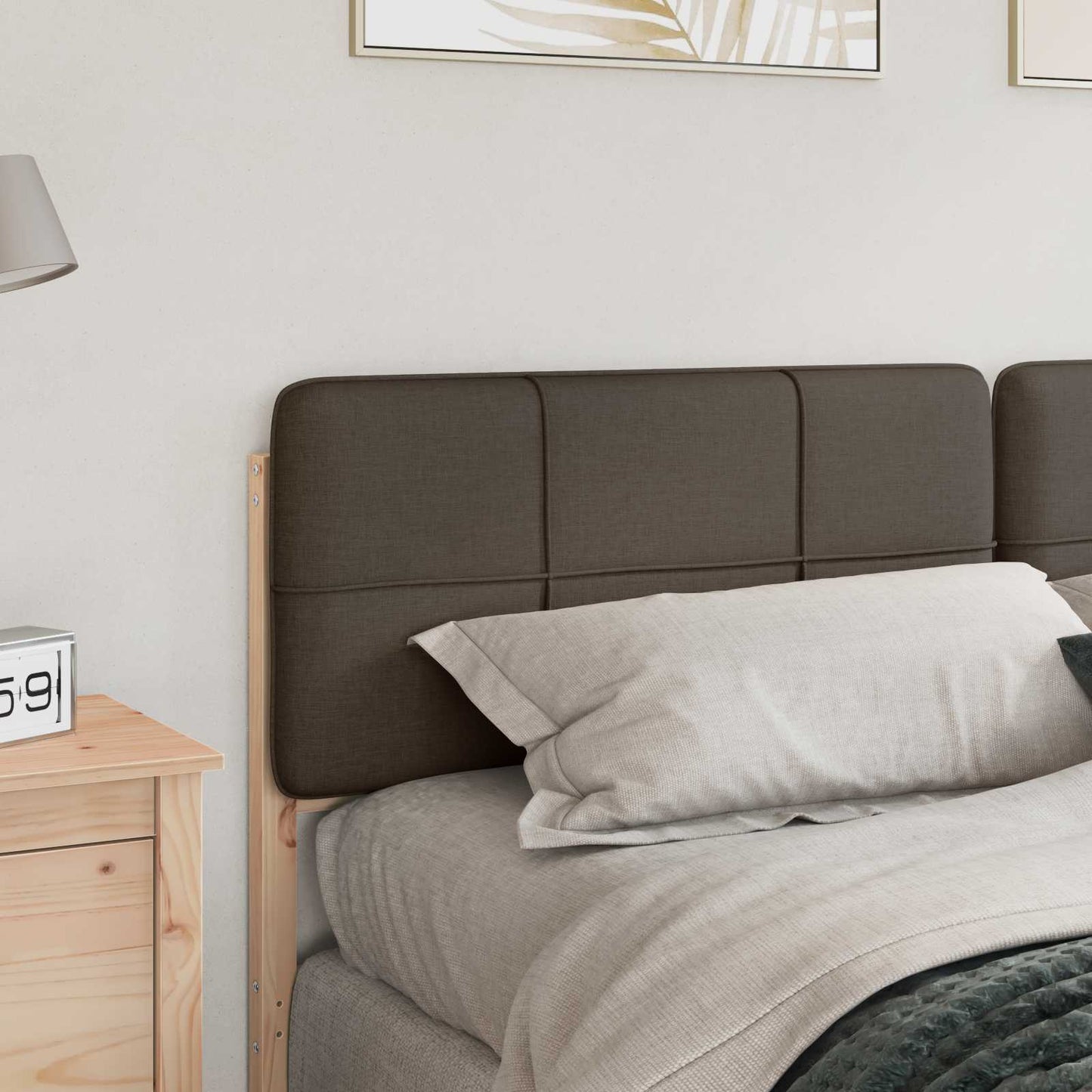 Polstret sengegavl Brun og Taupe 180 cm Massiv fyrretræ