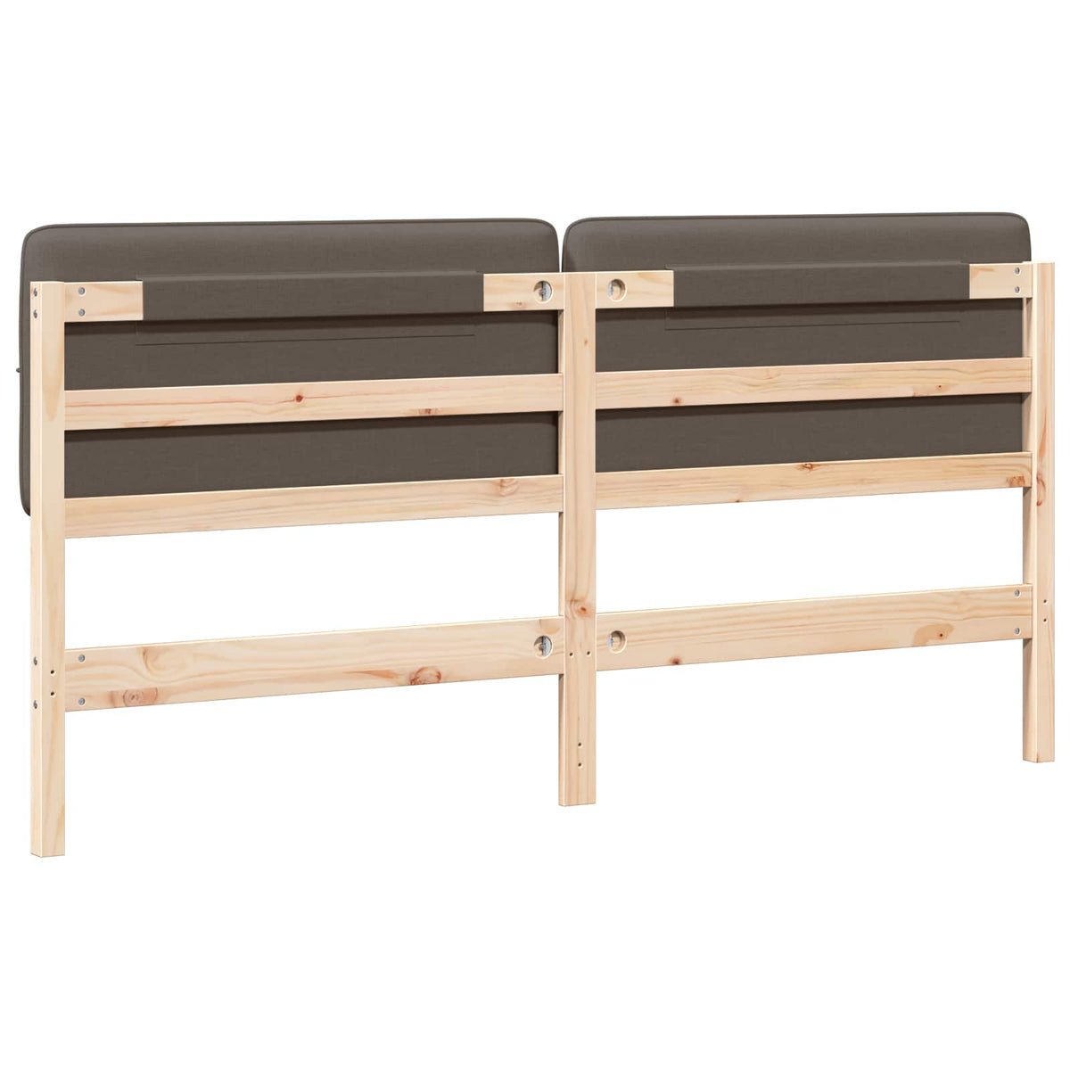 Polstret sengegavl Brun og Taupe 180 cm Massiv fyrretræ