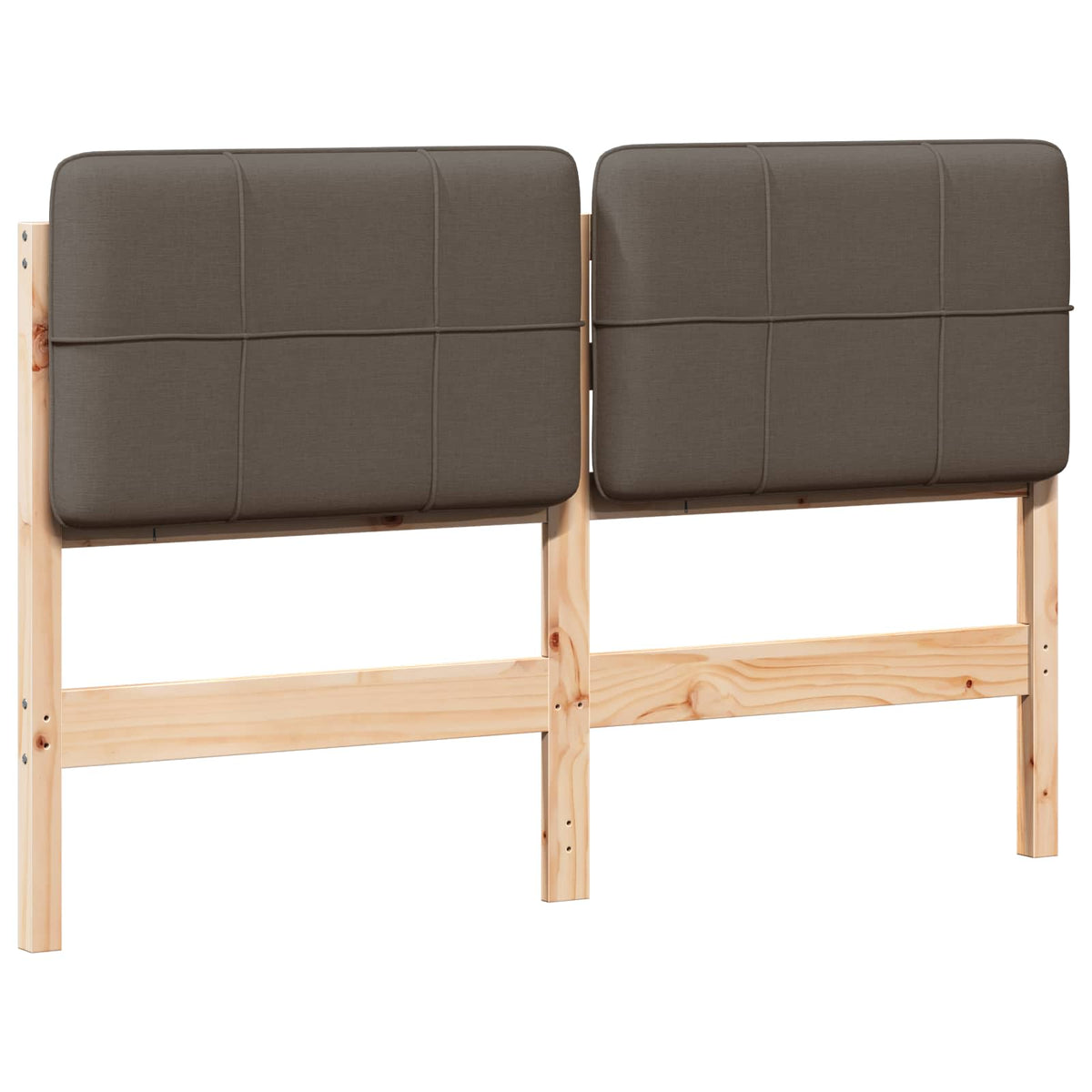 Polstret sengegavl Brun og Taupe 150 cm Massiv fyrretræ