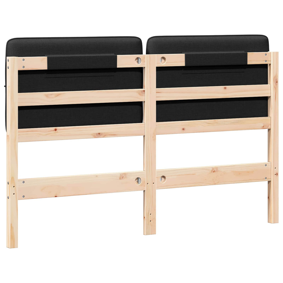 Polstret sengegavl Brun og sort 140 cm Massiv fyrretræ