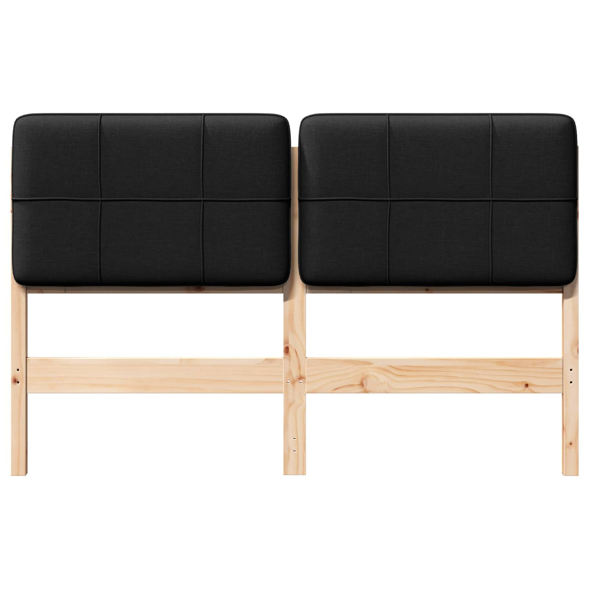 Polstret sengegavl Brun og sort 140 cm Massiv fyrretræ