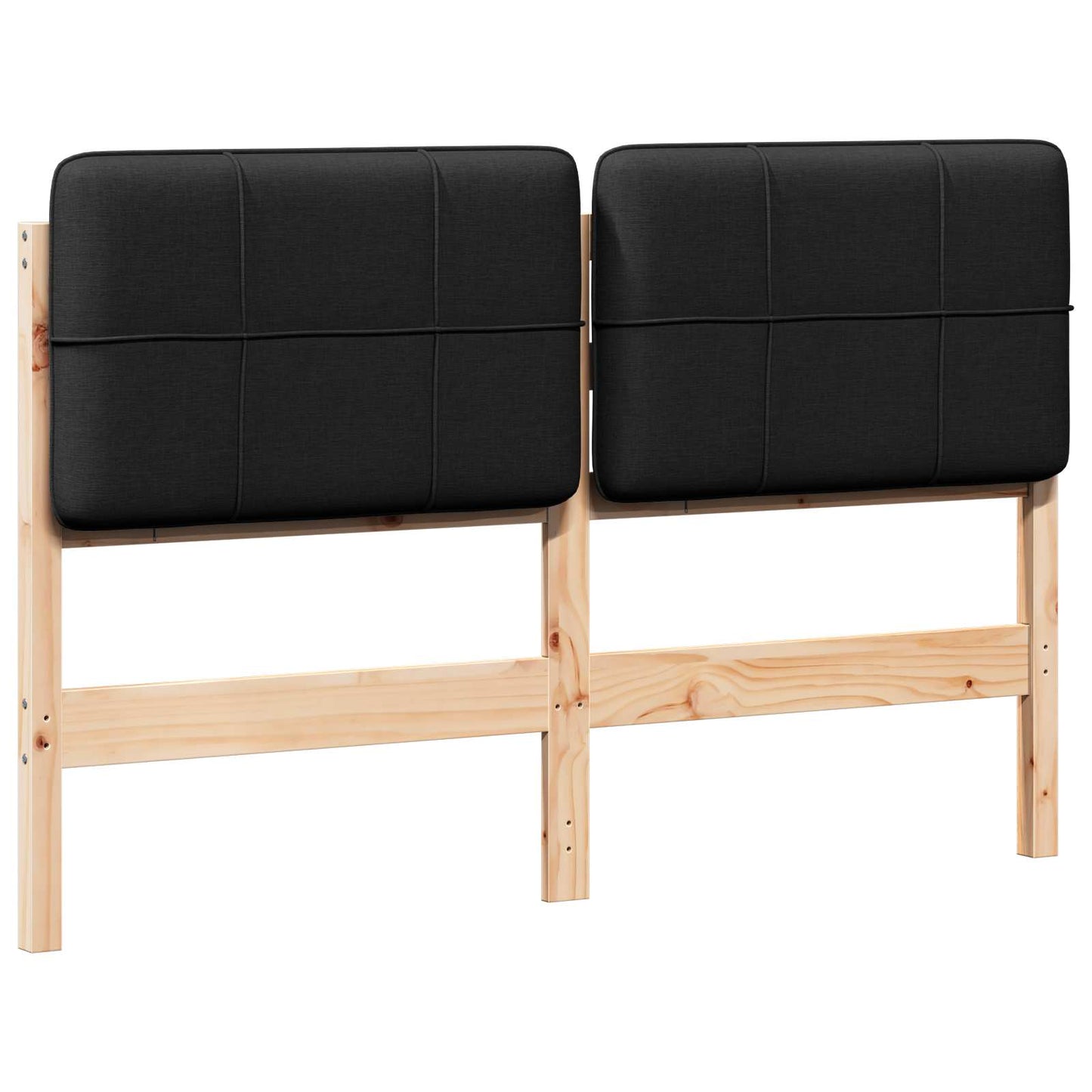 Polstret sengegavl Brun og sort 135 cm Massiv fyrretræ