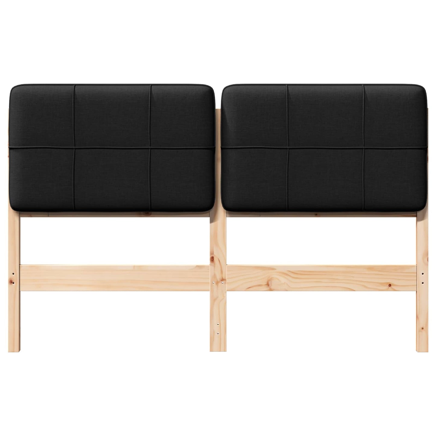 Polstret sengegavl Brun og sort 135 cm Massiv fyrretræ