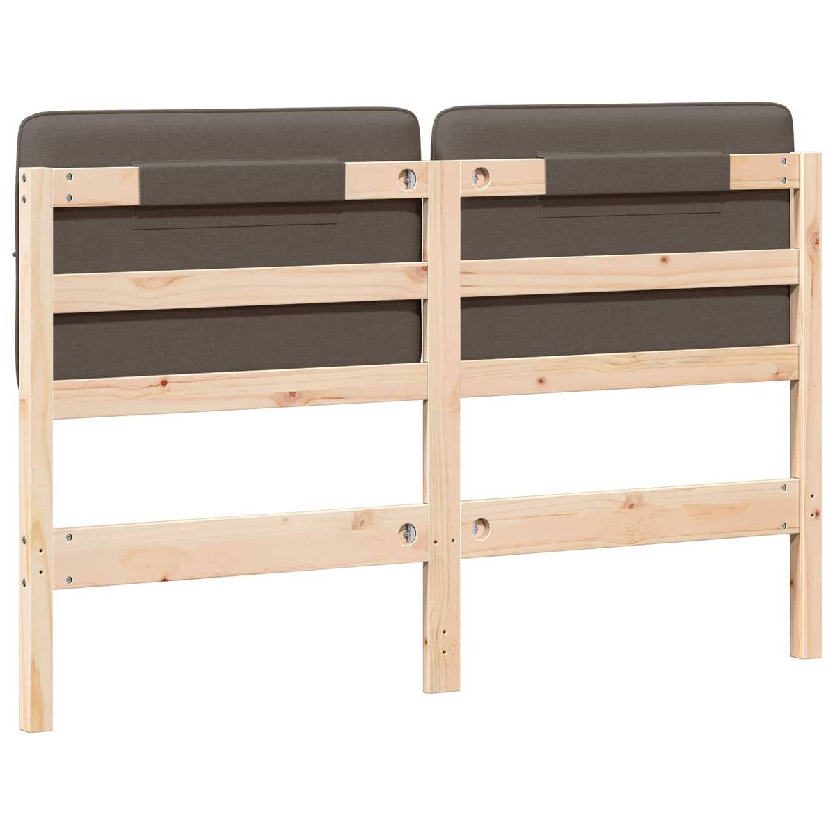 Polstret sengegavl Brun og Taupe 135 cm Massiv fyrretræ
