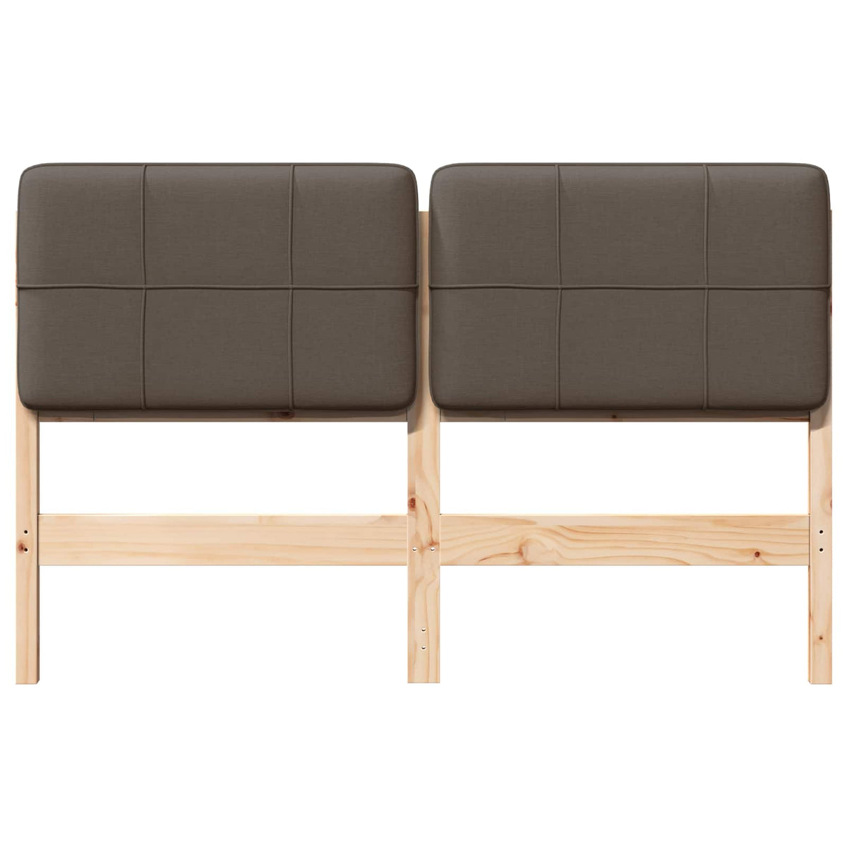 Polstret sengegavl Brun og Taupe 135 cm Massiv fyrretræ