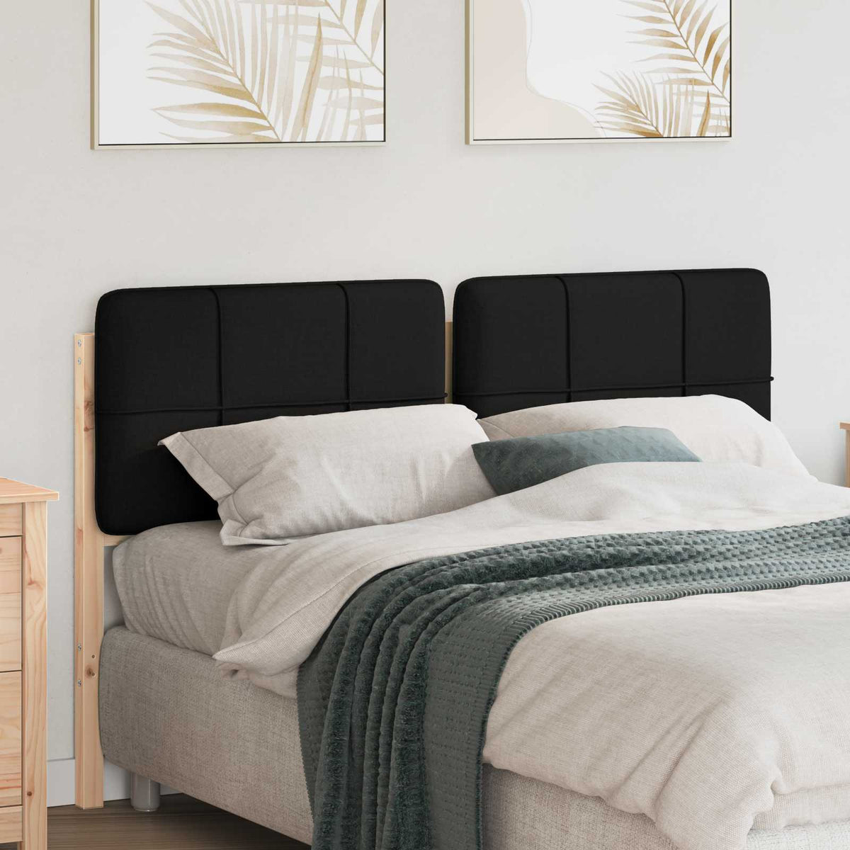 Polstret sengegavl Brun og sort 120 cm Massiv fyrretræ