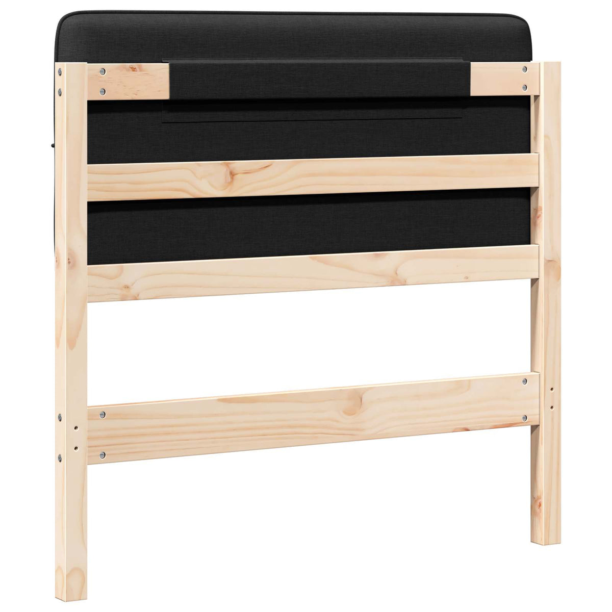 Polstret sengegavl Brun og sort 80 cm Massiv fyrretræ