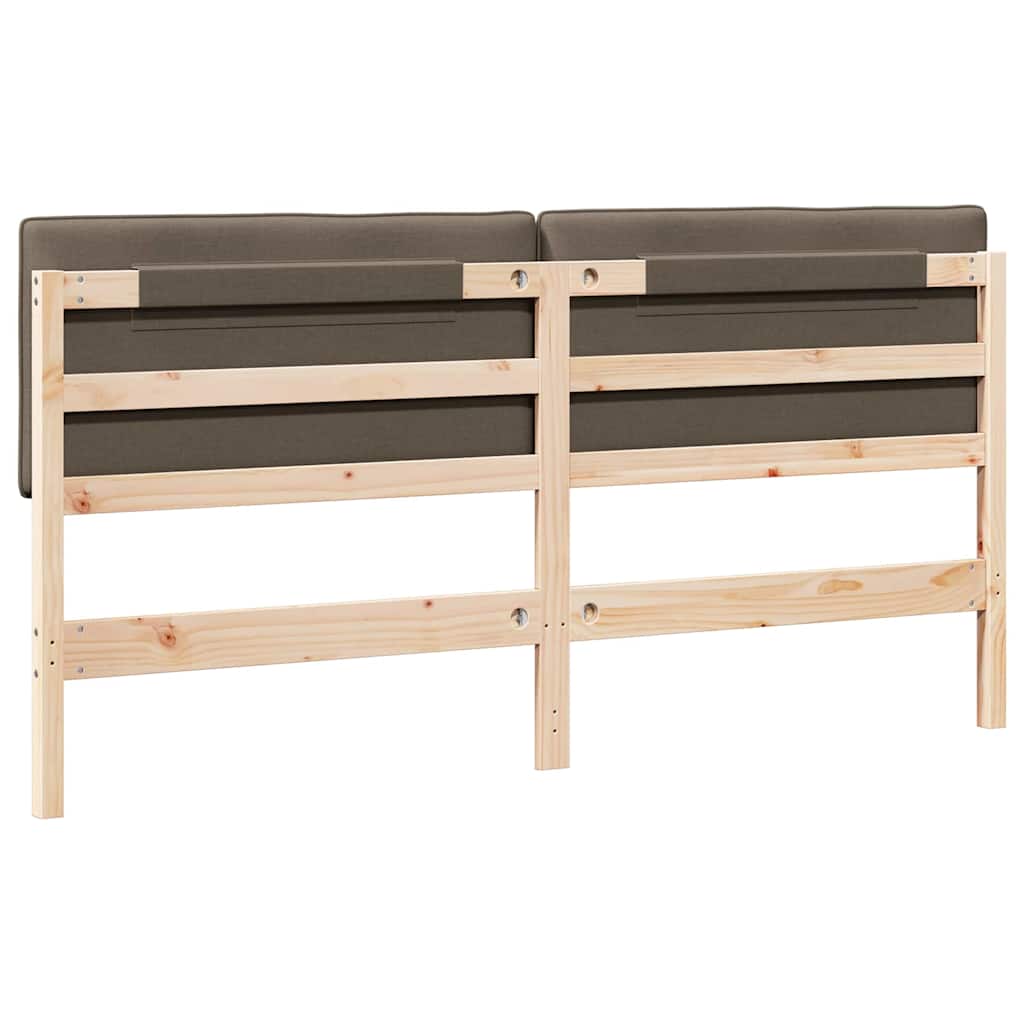Polstret sengegavl Brun og Taupe 200 cm Massiv fyrretræ