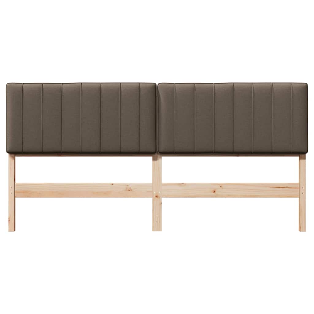 Polstret sengegavl Brun og Taupe 200 cm Massiv fyrretræ