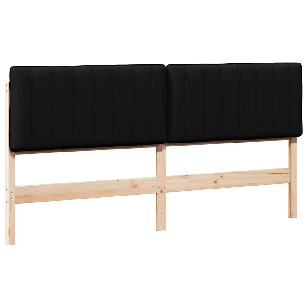 Polstret sengegavl Brun og sort 180 cm Massiv fyrretræ