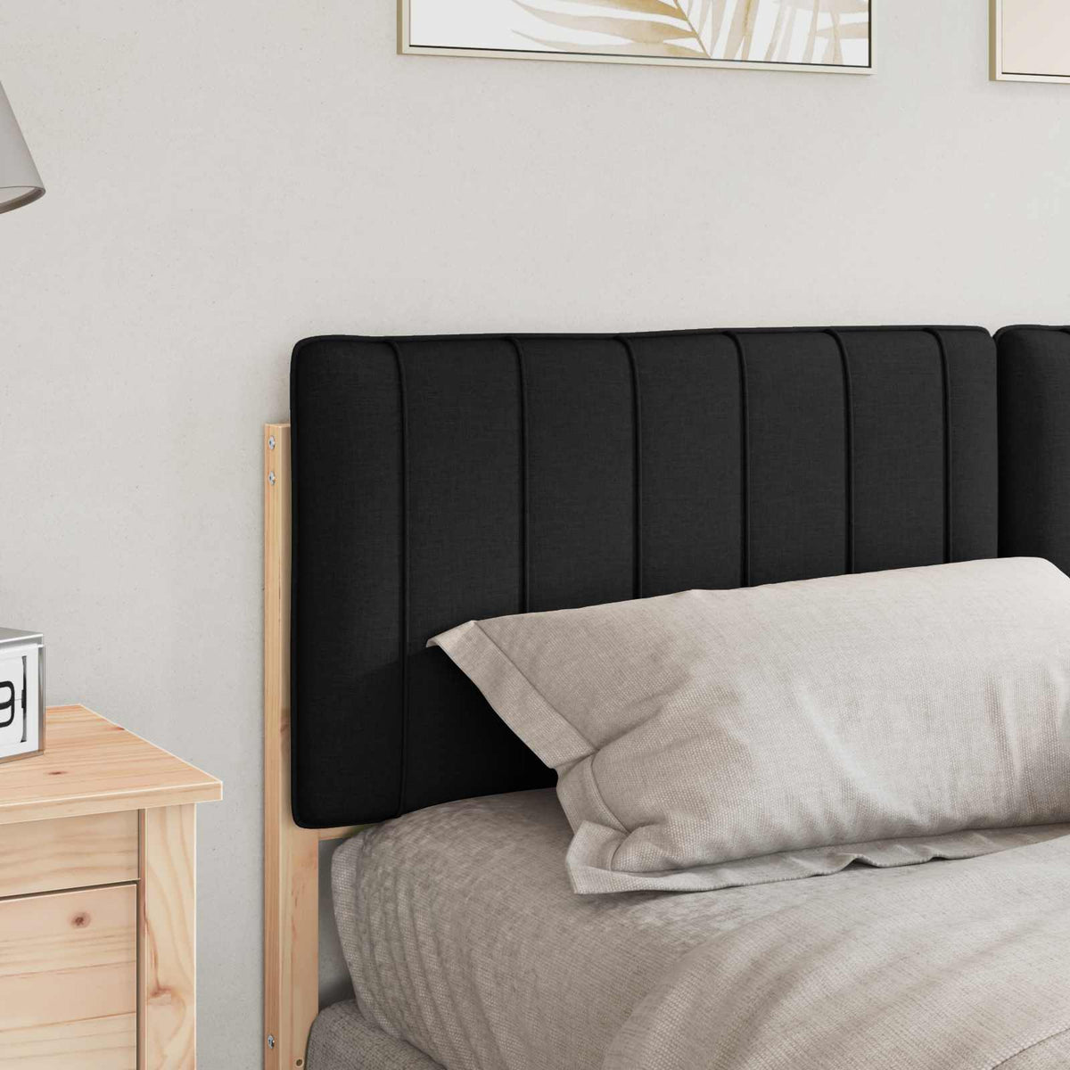 Polstret sengegavl Brun og sort 160 cm Massiv fyrretræ