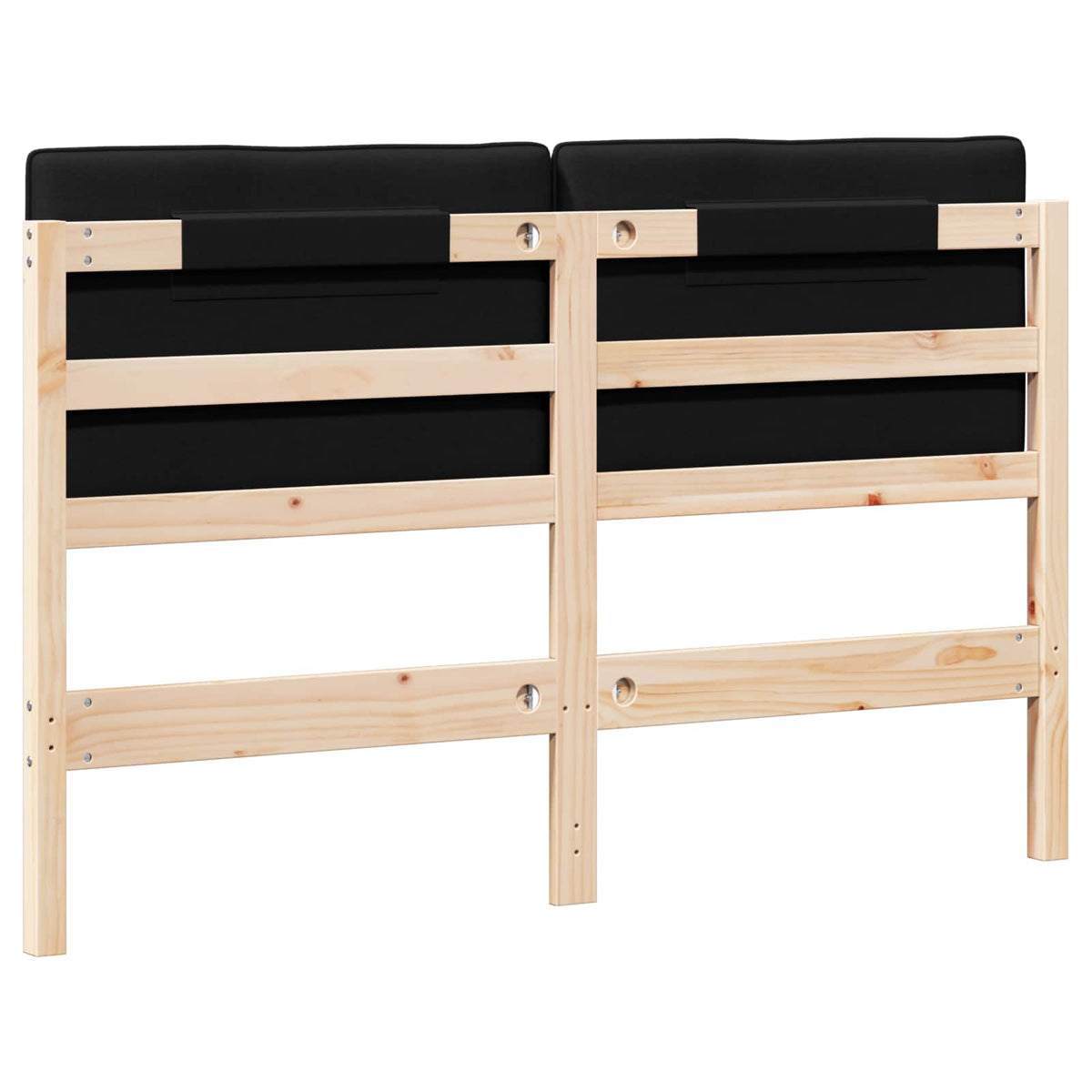 Polstret sengegavl Brun og sort 160 cm Massiv fyrretræ