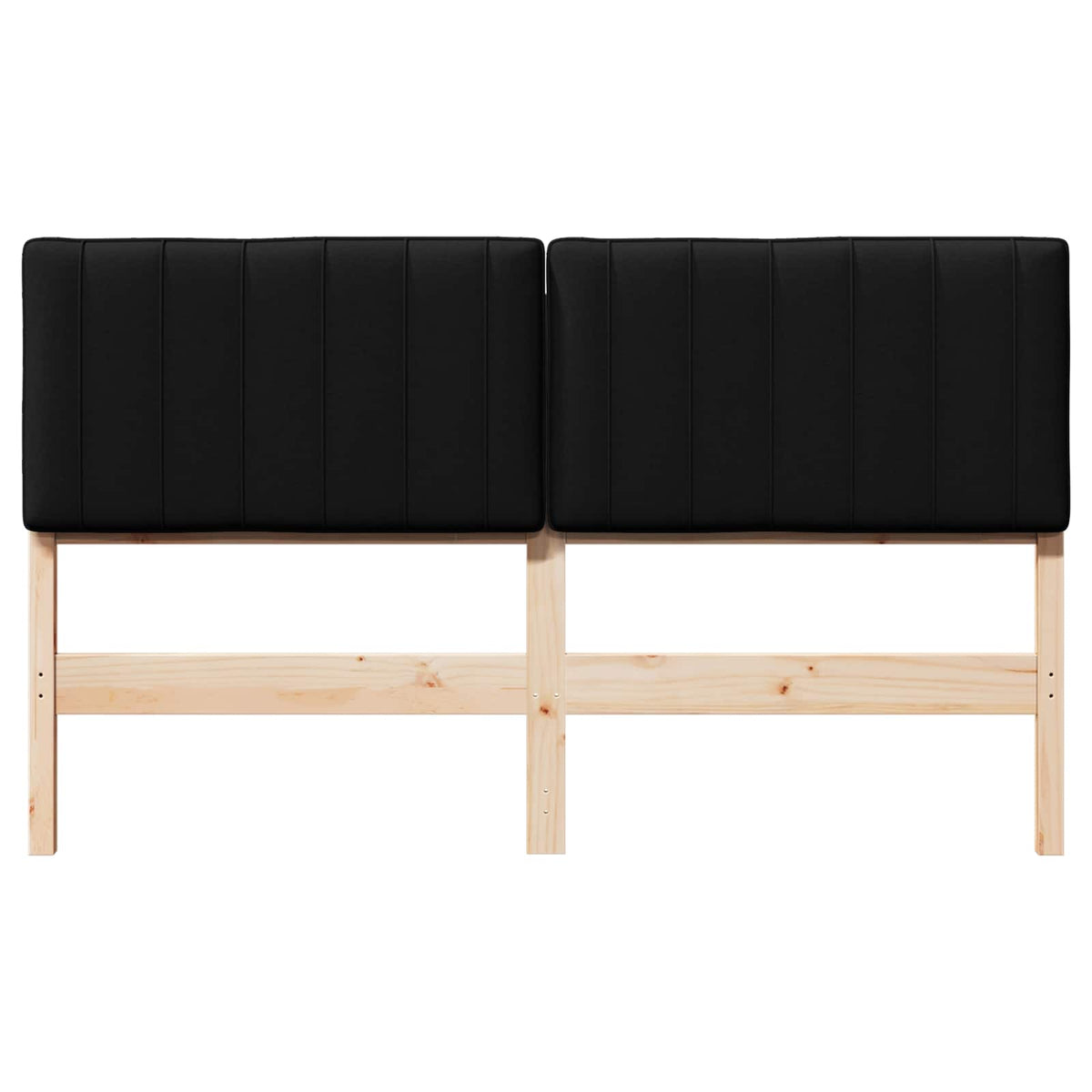 Polstret sengegavl Brun og sort 160 cm Massiv fyrretræ