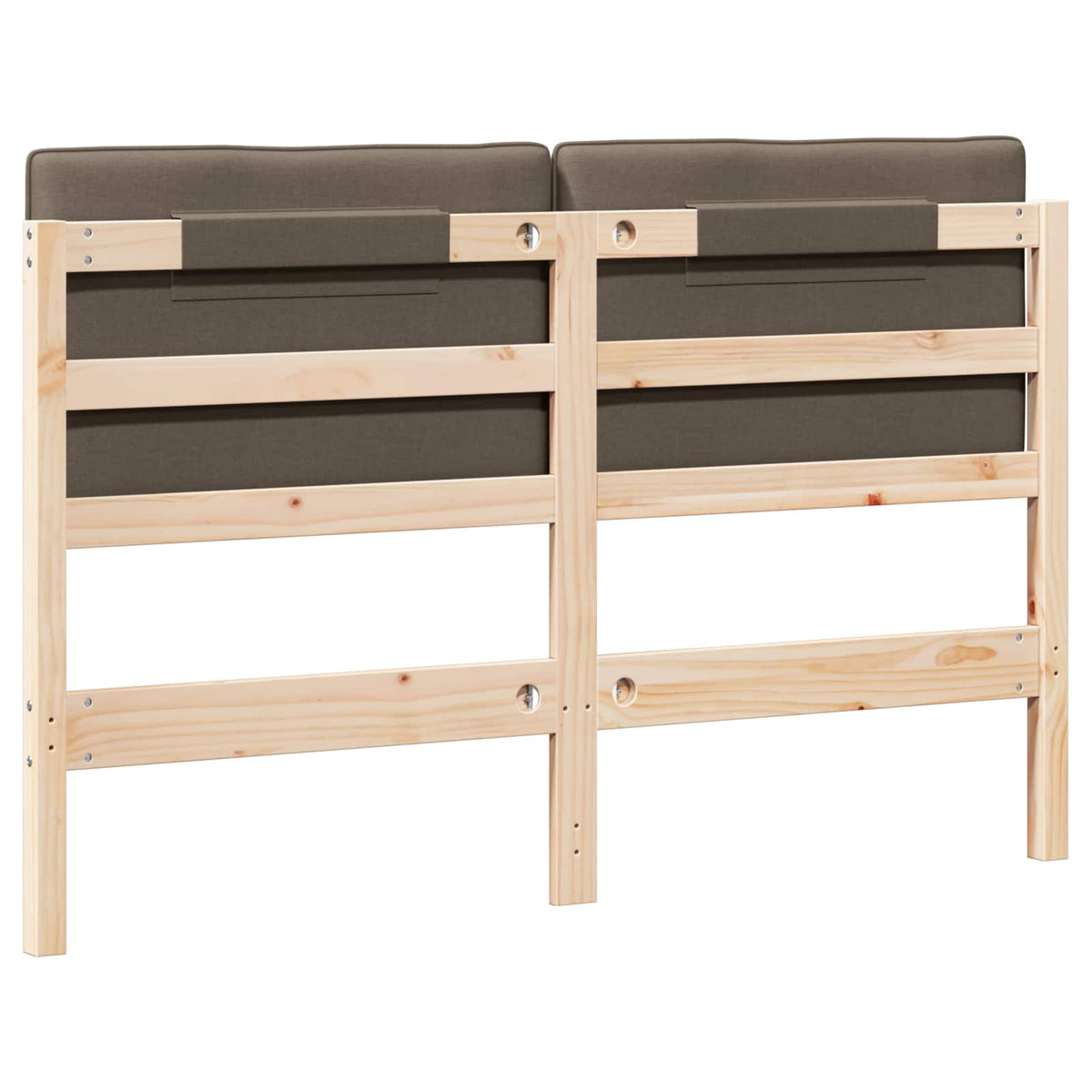 Polstret sengegavl Brun og Taupe 160 cm Massiv fyrretræ