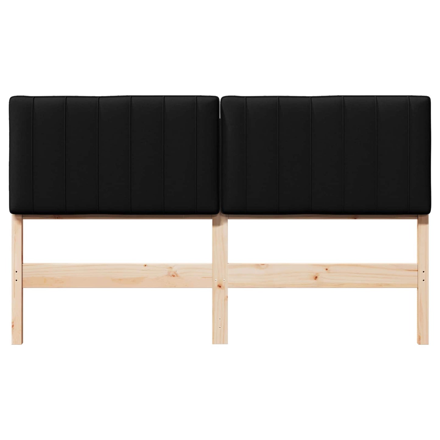 Polstret sengegavl Brun og sort 150 cm Massiv fyrretræ