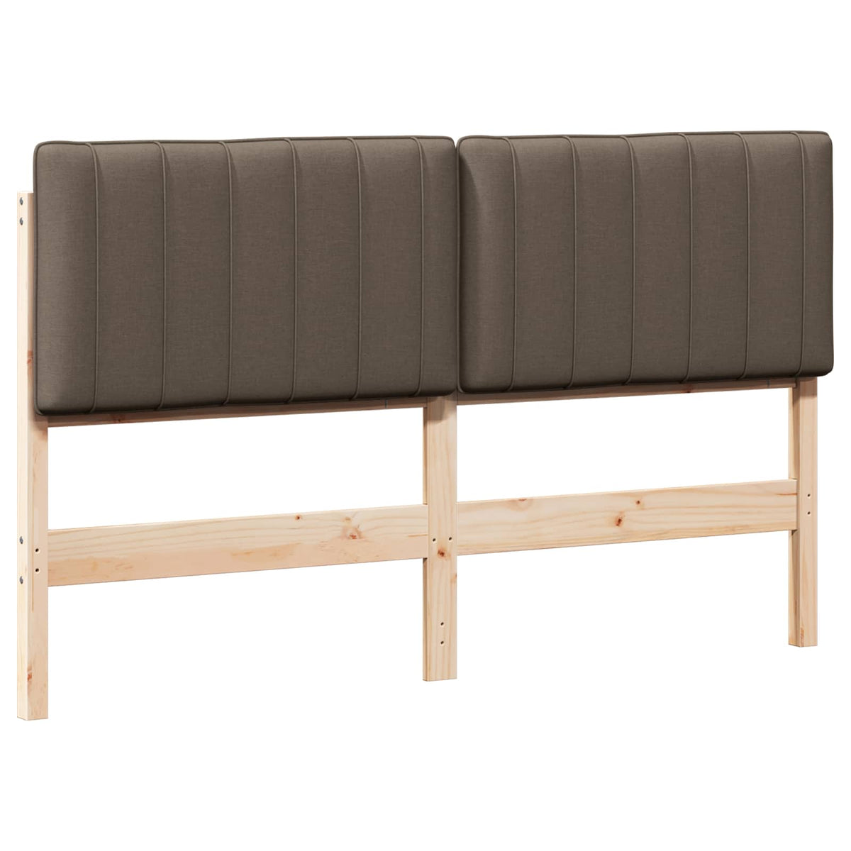 Polstret sengegavl Brun og Taupe 150 cm Massiv fyrretræ