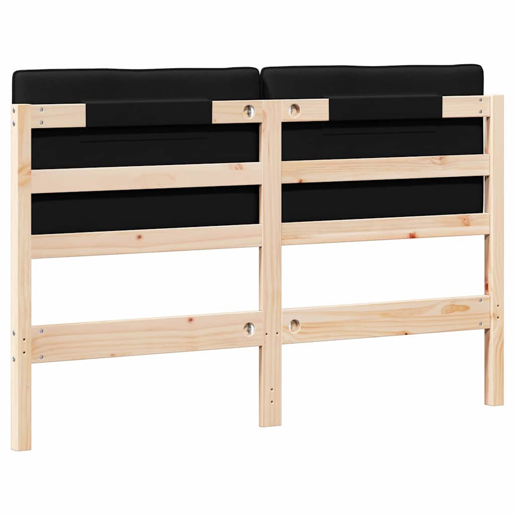Polstret sengegavl Brun og sort 140 cm Massiv fyrretræ