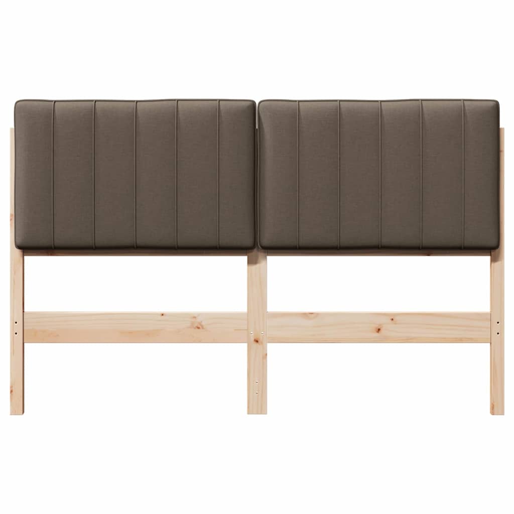 Polstret sengegavl Brun og Taupe 140 cm Massiv fyrretræ