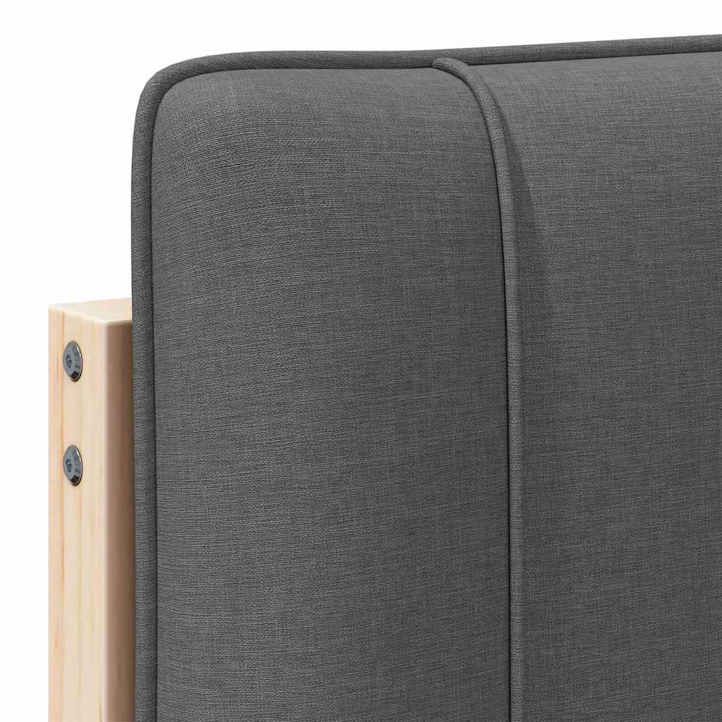 Polstret sengegavl Brun og mørkegrå 135 cm Massiv fyrretræ