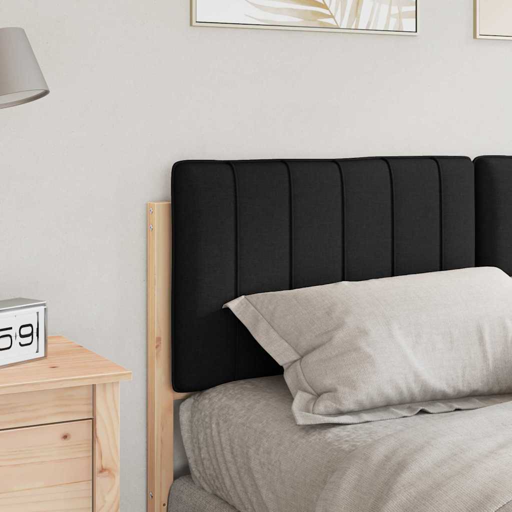 Polstret sengegavl Brun og sort 135 cm Massiv fyrretræ
