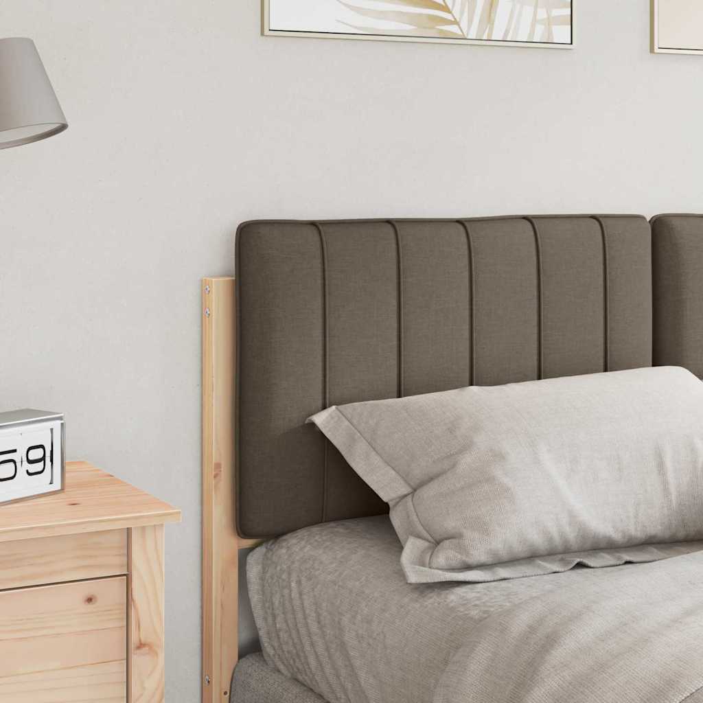 Polstret sengegavl Brun og Taupe 135 cm Massiv fyrretræ