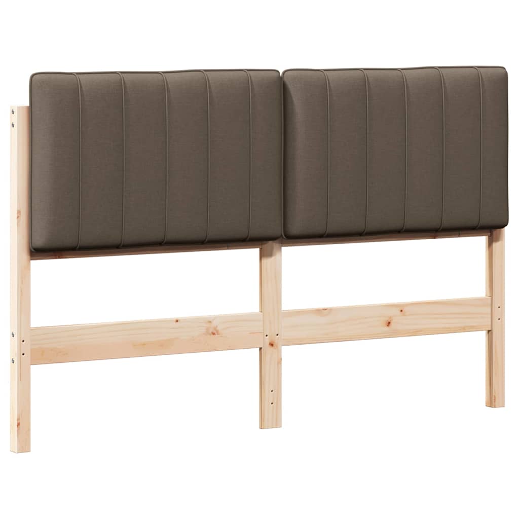 Polstret sengegavl Brun og Taupe 135 cm Massiv fyrretræ