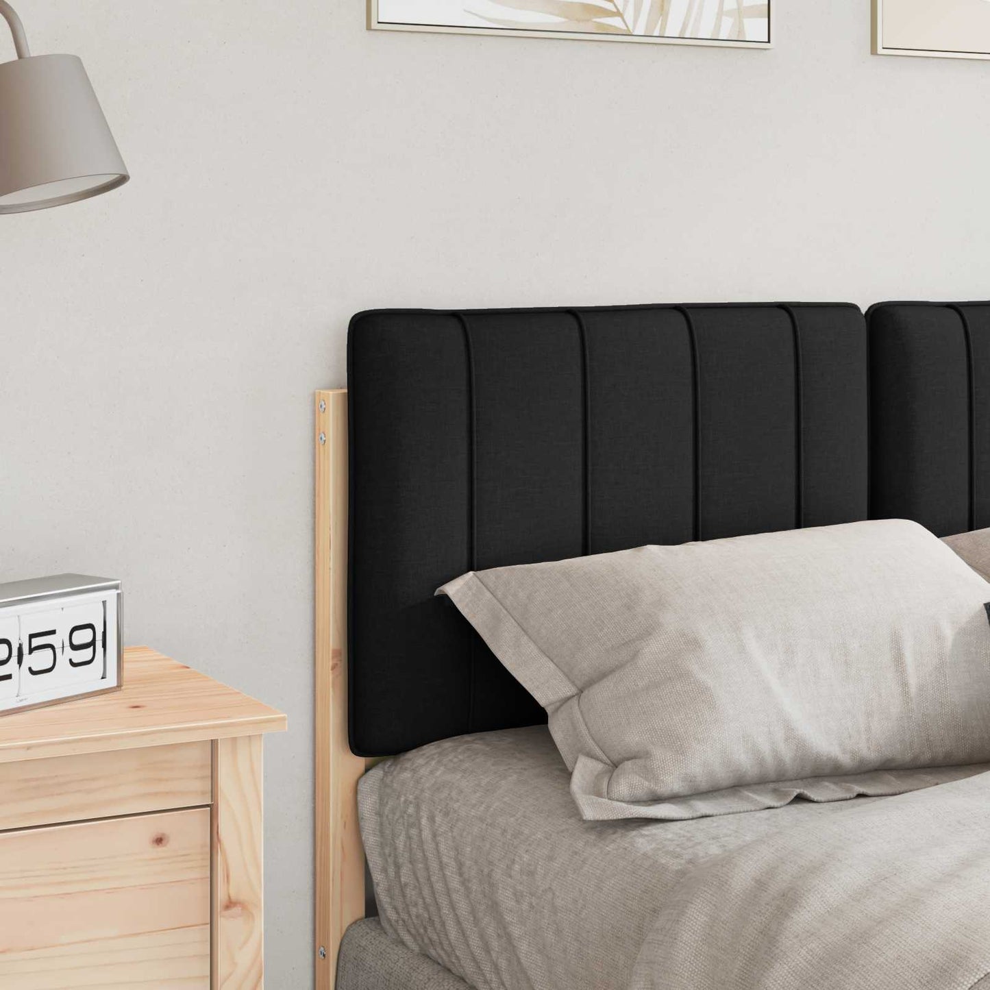 Polstret sengegavl Brun og sort 120 cm Massiv fyrretræ