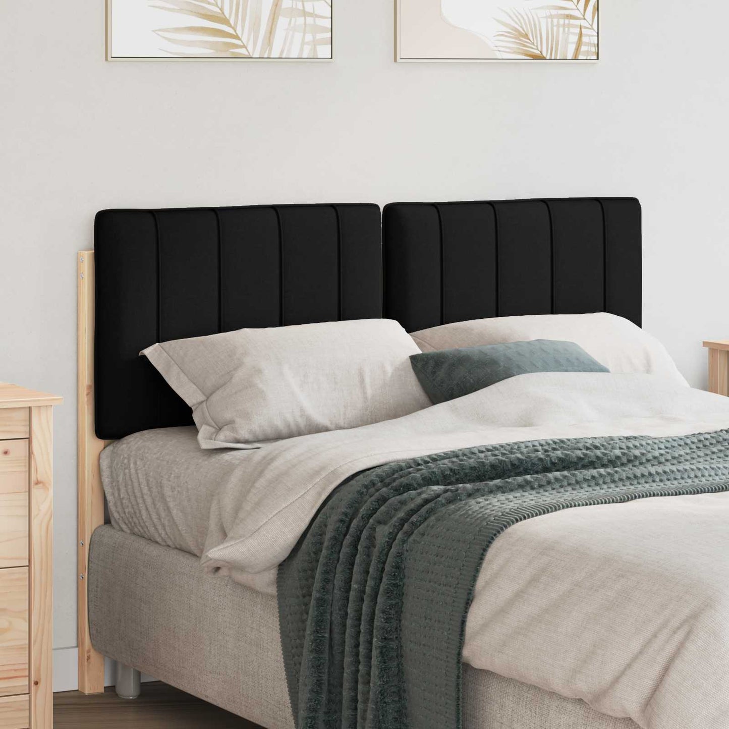 Polstret sengegavl Brun og sort 120 cm Massiv fyrretræ