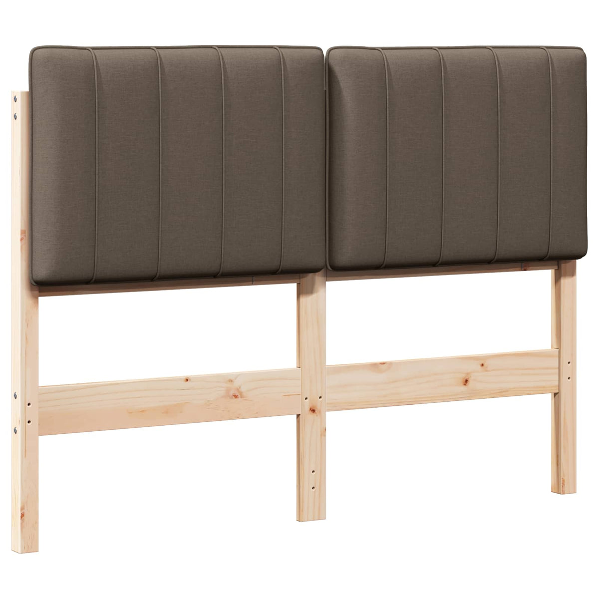 Polstret sengegavl Brun og Taupe 120 cm Massiv fyrretræ