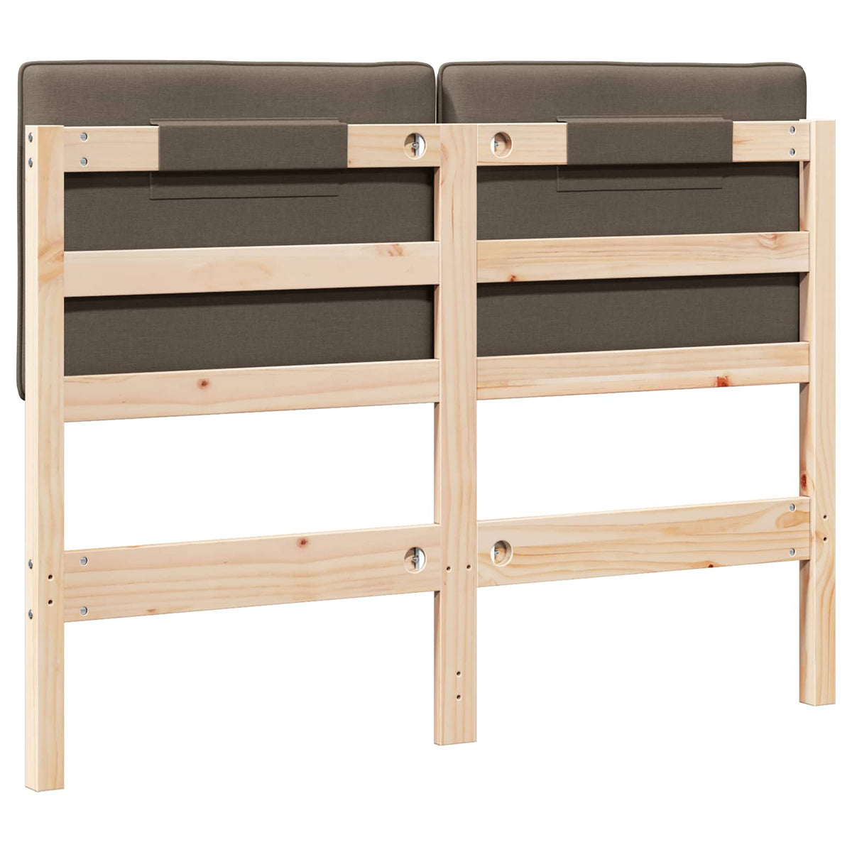 Polstret sengegavl Brun og Taupe 120 cm Massiv fyrretræ