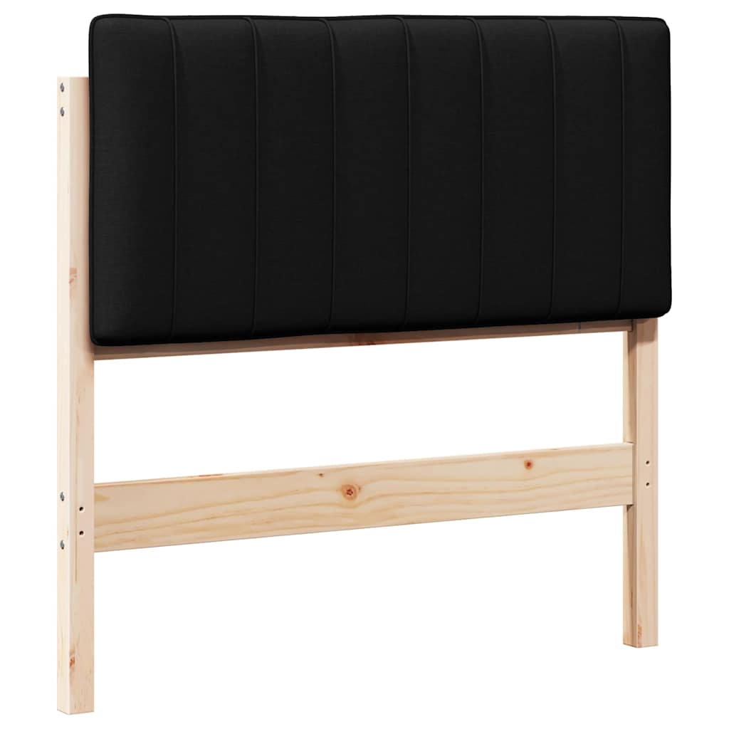 Polstret sengegavl Brun og sort 90 cm Massiv fyrretræ