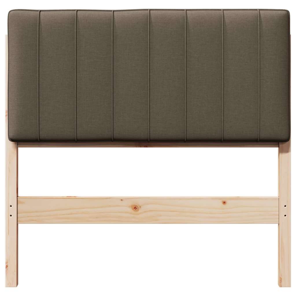 Polstret sengegavl Brun og Taupe 90 cm Massiv fyrretræ