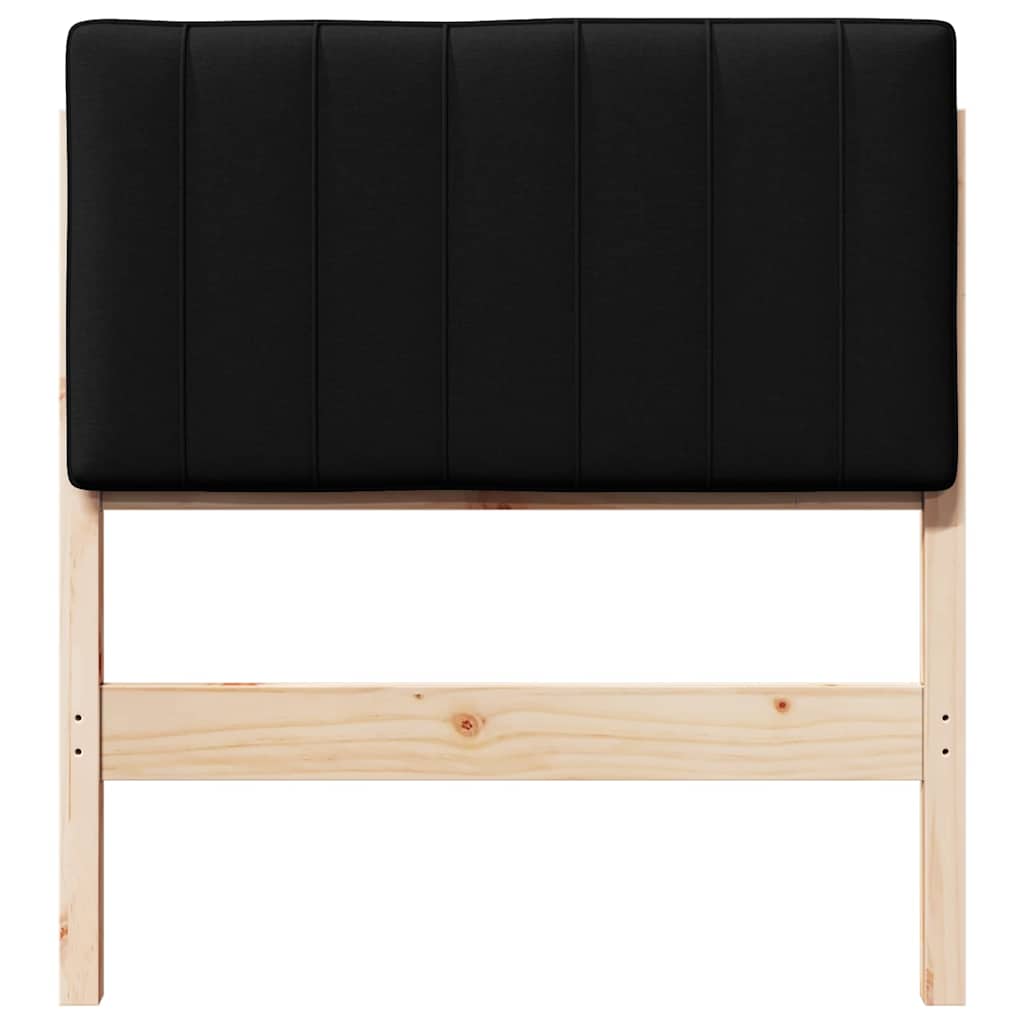 Polstret sengegavl Brun og sort 75 cm Massiv fyrretræ