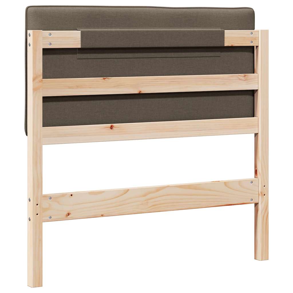 Polstret sengegavl Brun og Taupe 75 cm Massiv fyrretræ