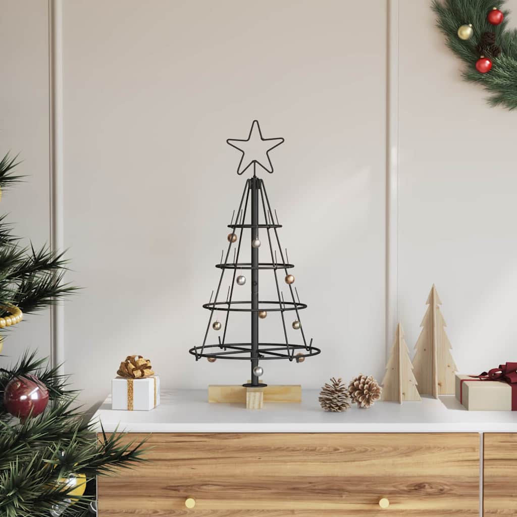Juletræ med Kegle med stativ Sort 60 cm Stål